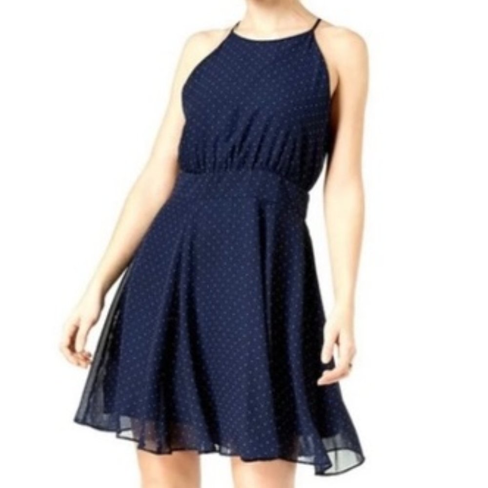 Maison Jules Halter Navy Blue Polka Dot Dress